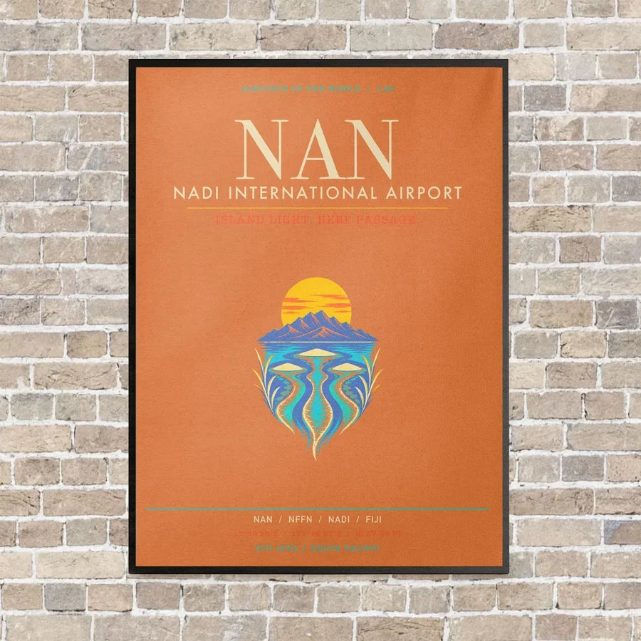 Nadi International Airport NAN - Canvas Framed - Orange