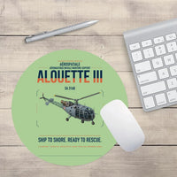 Thumbnail for Aérospatiale SA 316B Alouette III design on light green round mouse pad