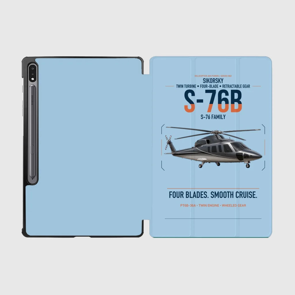 Sikorsky S-76B design on light blue samsung tablet tablet case