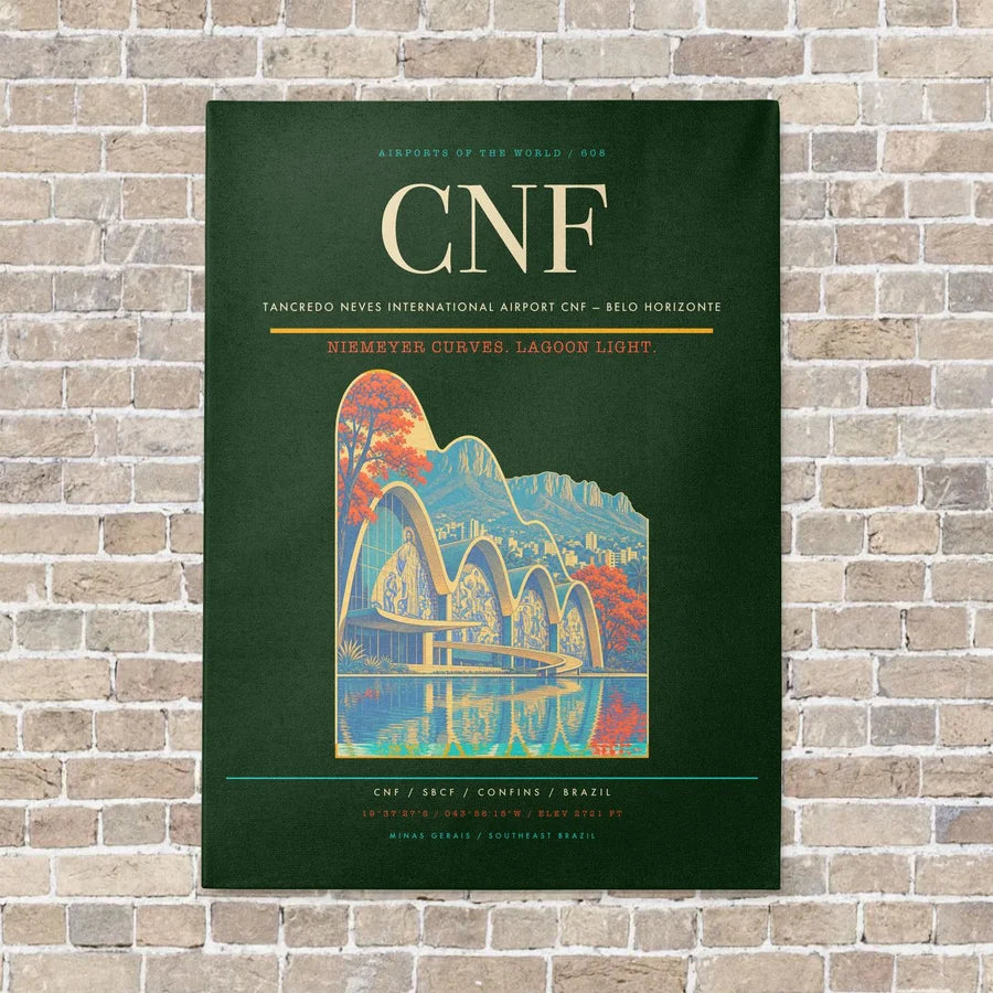 Tancredo Neves International Airport CNF — Belo Horizonte vertical canvas print - no frame - dark green background