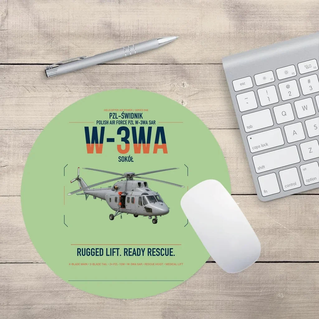 PZL-Świdnik W-3WA Sokół design on light green round mouse pad