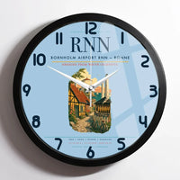 Thumbnail for Bornholm Airport (RNN) design on light blue framed wall clock