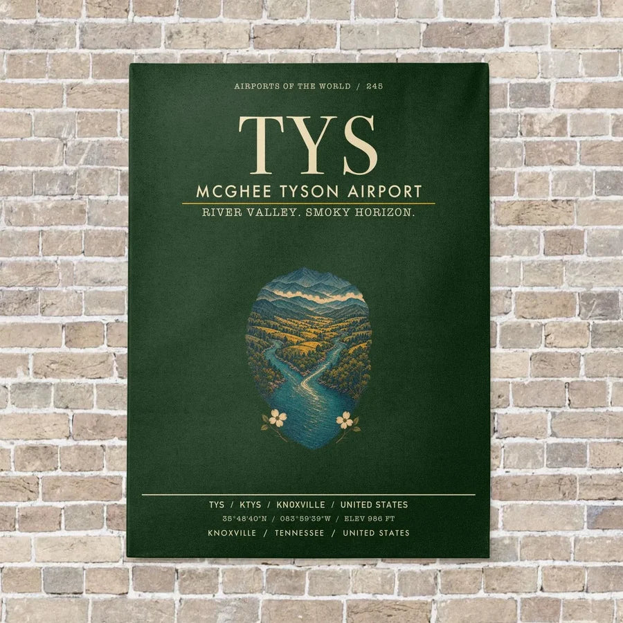 McGhee Tyson Airport Knoxville TYS vertical canvas print - no frame - dark green background