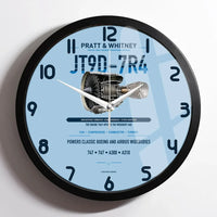 Thumbnail for JT9D-7R4 design on light blue framed wall clock