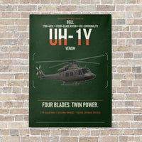 Thumbnail for Bell UH-1Y Venom vertical canvas print - no frame - dark green background