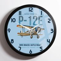Thumbnail for Boeing P-12E design on light blue framed wall clock