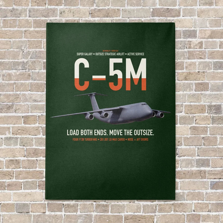 C-5M Super Galaxy vertical canvas print - no frame - dark green background