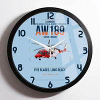 Thumbnail for Leonardo AW189 design on light blue framed wall clock