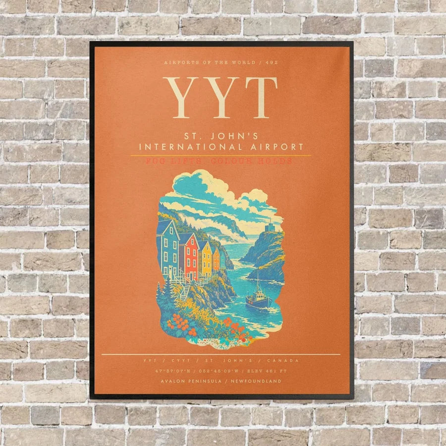 St. John's International Airport YYT - Canvas Framed - Orange