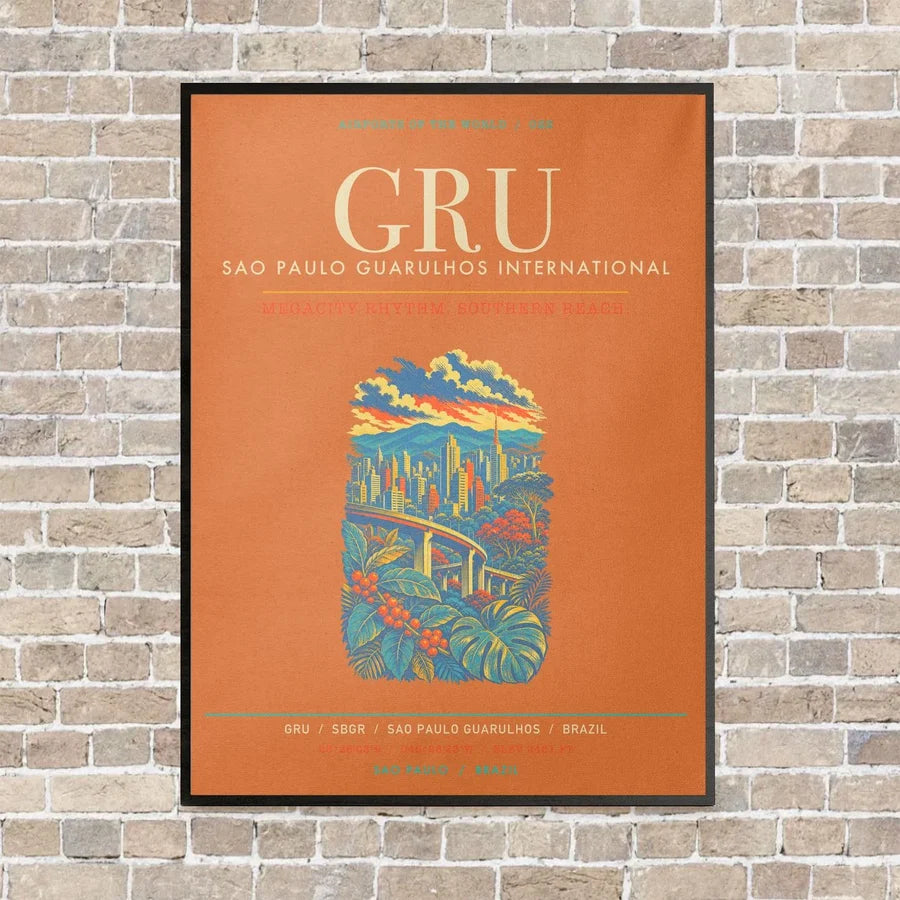 Sao Paulo Guarulhos International Airport GRU - Canvas Framed - Orange