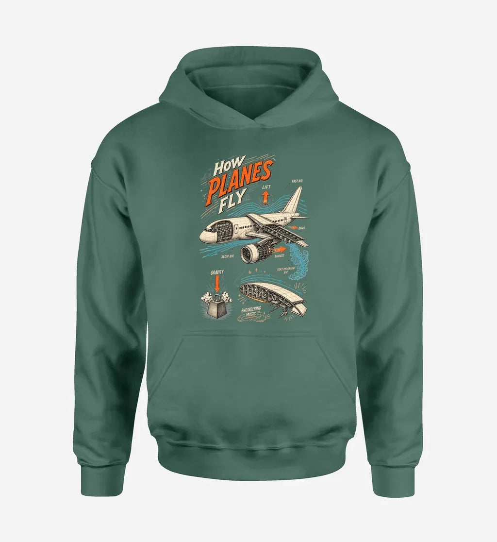 SIGNAL 616 - How Planes Fly V2 design on green hoodie single side