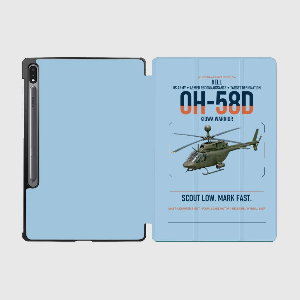 Bell OH-58D Kiowa Warrior design on light blue samsung tablet tablet case