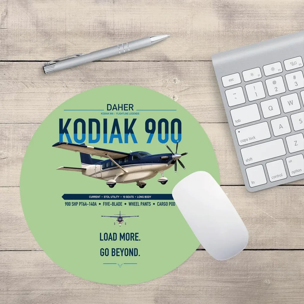 Daher Kodiak 900 design on light green round mouse pad