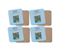 Thumbnail for Inuvik (Mike Zubko) Airport (YEV) design on light blue 4 pieces set coaster
