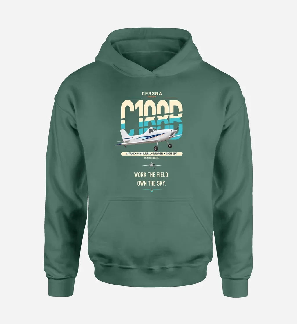 Cessna A188B AgTruck design on green double-side hoodie, single-side print