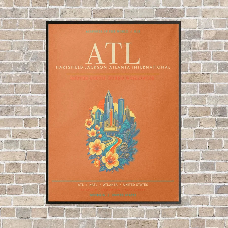 Hartsfield-Jackson Atlanta International Airport ATL - Canvas Framed - Orange