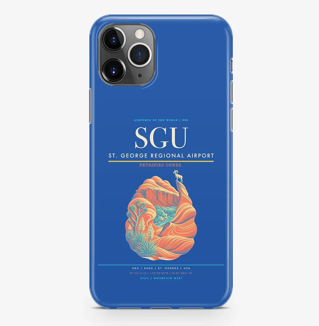 St. George Airport (SGU) design on blue iPhone 16 Pro MagSafe case
