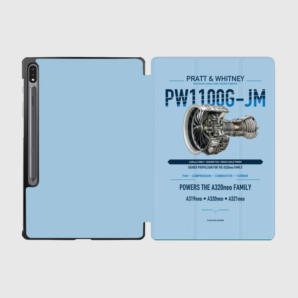 PW1100G-JM design on light blue samsung tablet tablet case