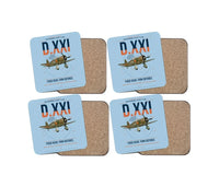 Thumbnail for Fokker D.XXI — Dutch LVA aircraft 221 design on light blue 4 pieces set coaster