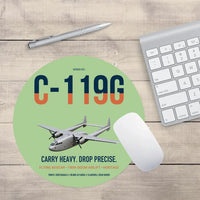 Thumbnail for C-119G Flying Boxcar design on light green round mouse pad