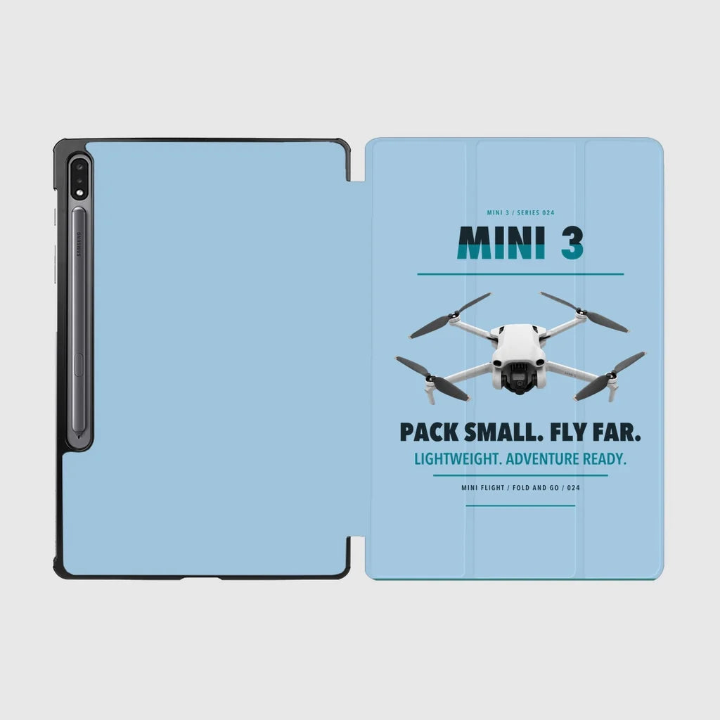 DJI Mini 3 design on light blue samsung tablet tablet case