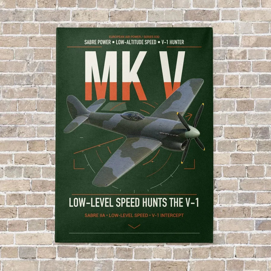 Hawker Tempest Mk V vertical canvas print - no frame - dark green background