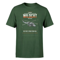 Thumbnail for Leonardo AW159 Wildcat HMA2 design on dark green t-shirt, single-side print