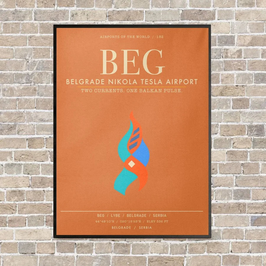 Belgrade Nikola Tesla Airport BEG - Canvas Framed - Orange