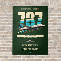 Thumbnail for Boeing 787-8 Dreamliner vertical canvas print - no frame - dark green background