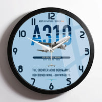 Thumbnail for Airbus A310-300 design on light blue framed wall clock