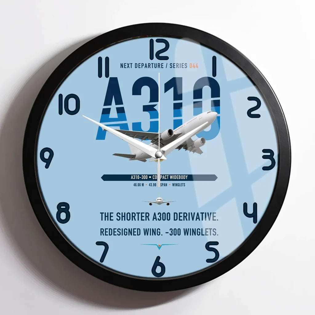 Airbus A310-300 design on light blue framed wall clock