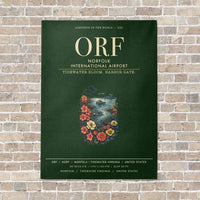 Thumbnail for Norfolk International Airport ORF vertical canvas print - no frame - dark green background