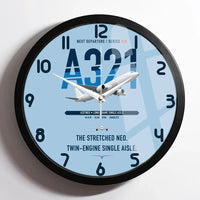 Thumbnail for Airbus A321neo design on light blue framed wall clock
