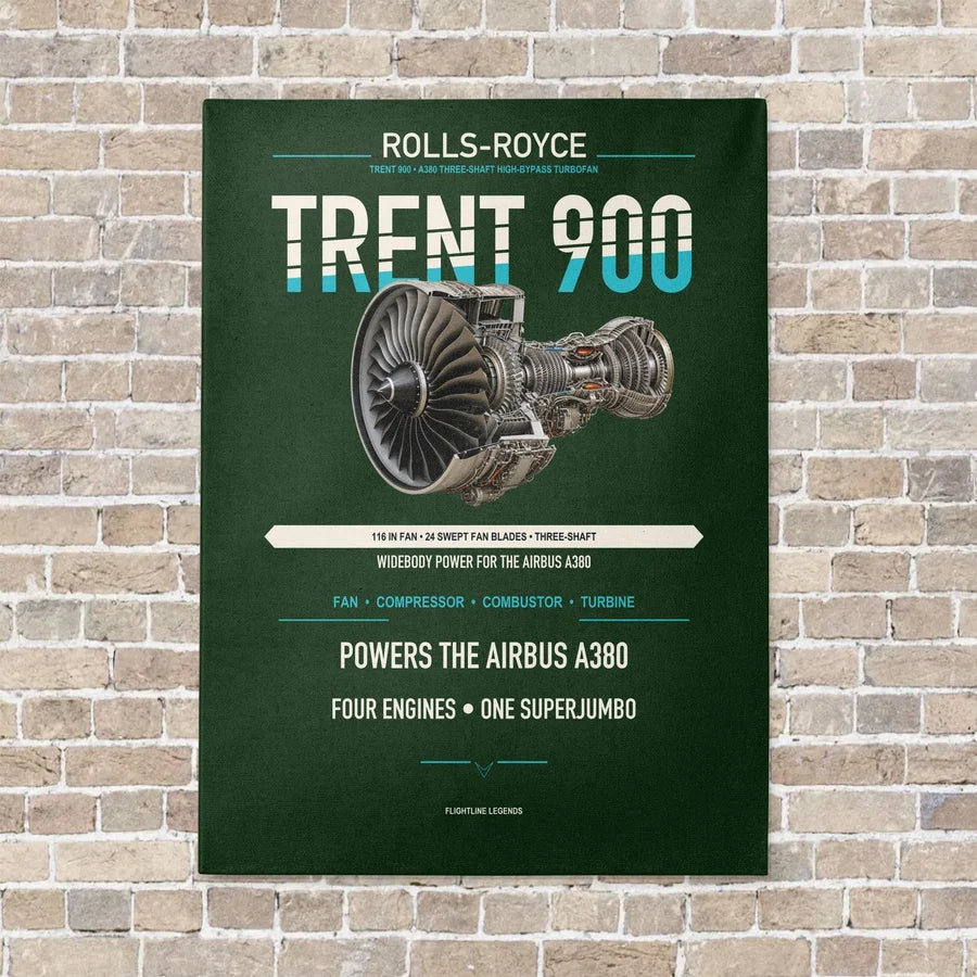 TRENT 900 vertical canvas print - no frame - dark green background