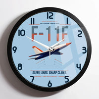 Thumbnail for F-11F Tiger design on light blue framed wall clock
