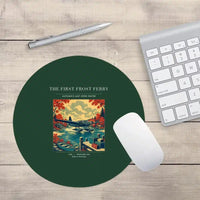 Thumbnail for VINTAGE G4433 - The First Frost Ferry - Designed Mouse Pads design on darkgreen round