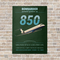 Thumbnail for Bombardier Challenger 850 vertical canvas print - no frame - dark green background