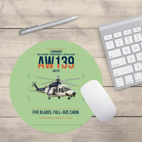 Thumbnail for Leonardo AW139 design on light green round mouse pad