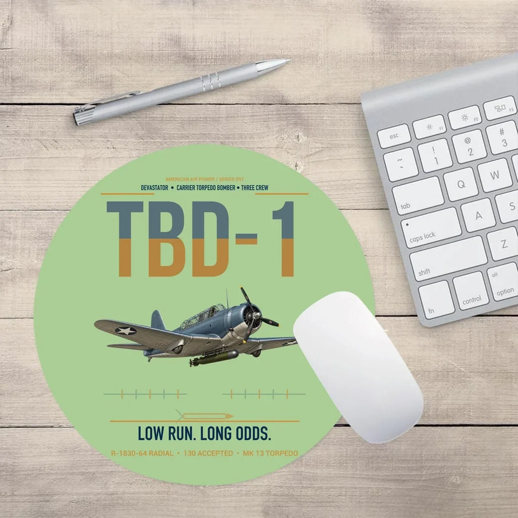 TBD-1 Devastator design on light green round mouse pad