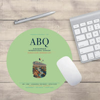 Thumbnail for Albuquerque International Sunport (ABQ) design on light green round mouse pad