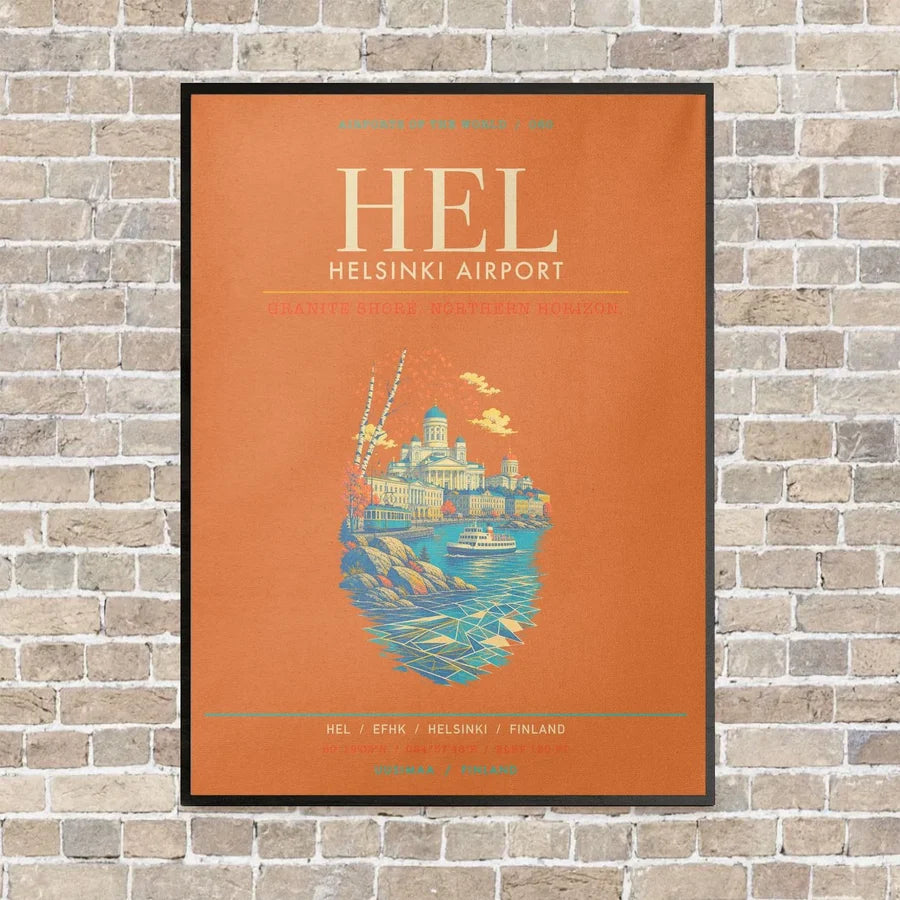 Helsinki Airport HEL - Canvas Framed - Orange