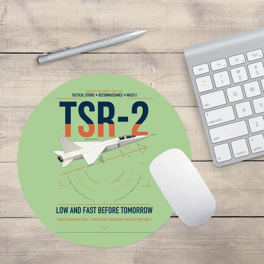BAC TSR-2 design on light green round mouse pad