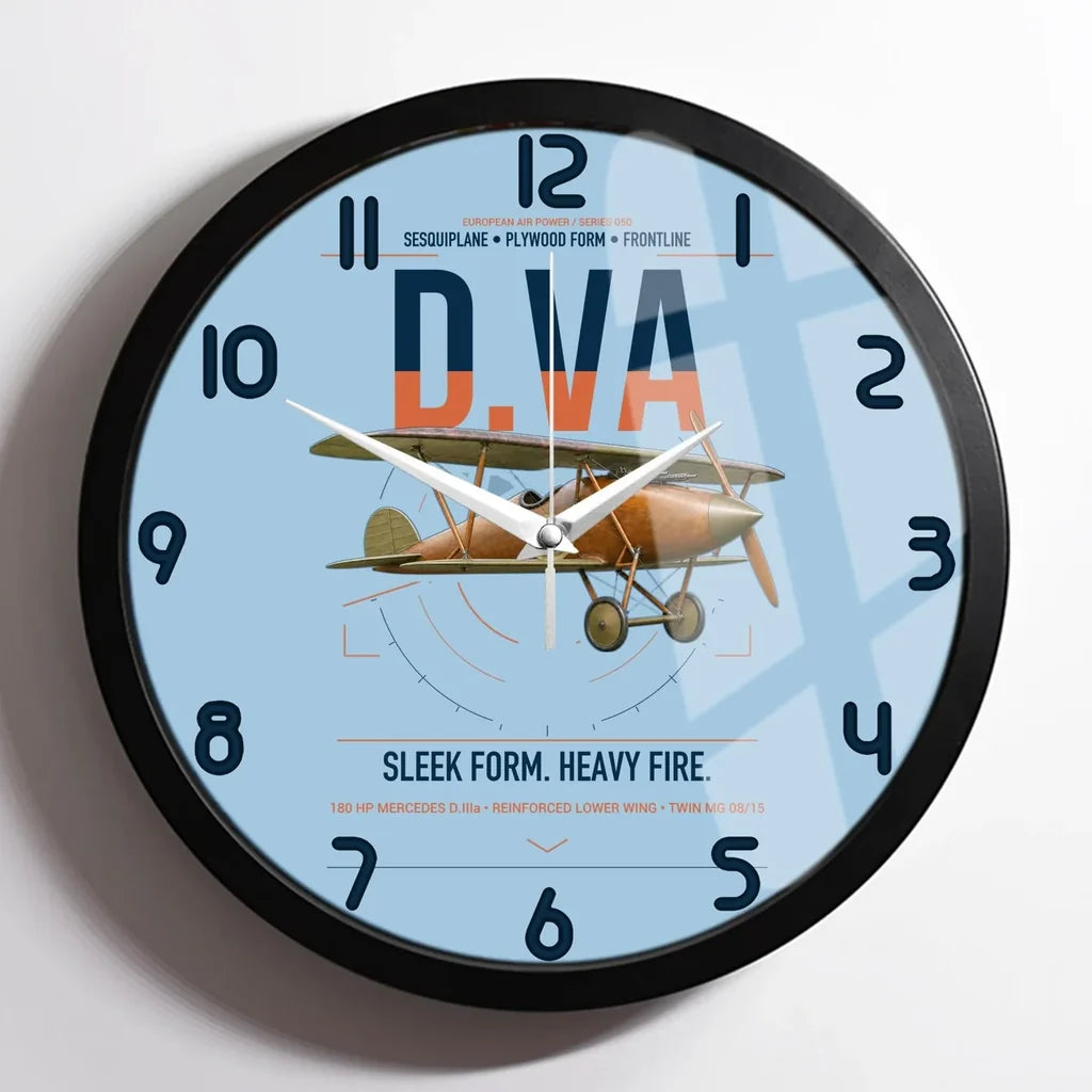 Albatros D.Va design on light blue framed wall clock