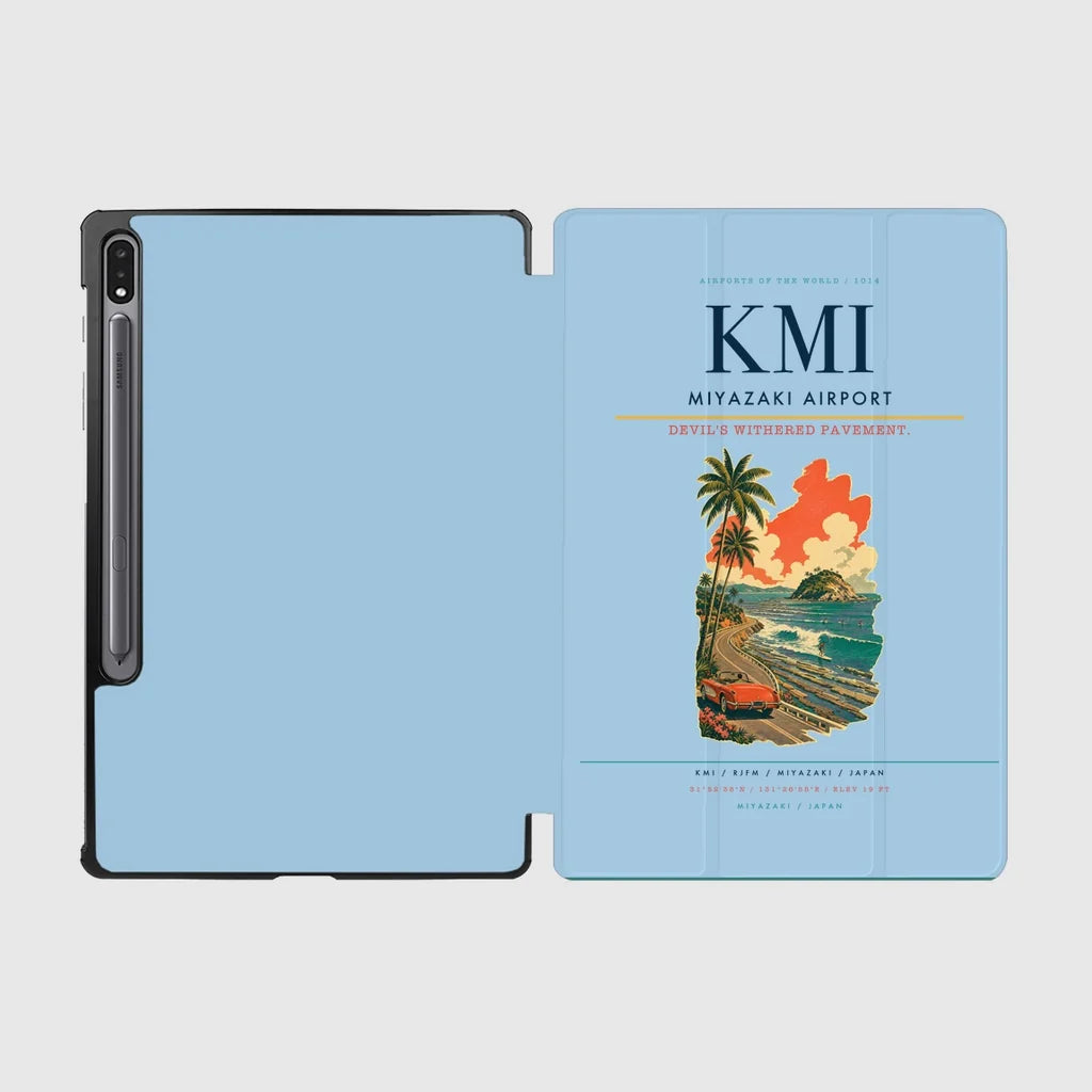 Miyazaki Airport (KMI) design on light blue samsung tablet tablet case