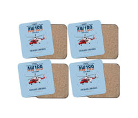 Thumbnail for Leonardo AW189 design on light blue 4 pieces set coaster