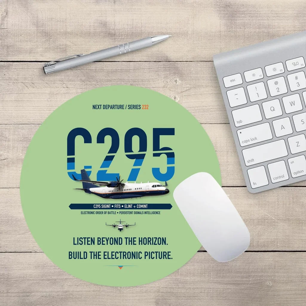 Airbus C295 SIGINT design on light green round mouse pad
