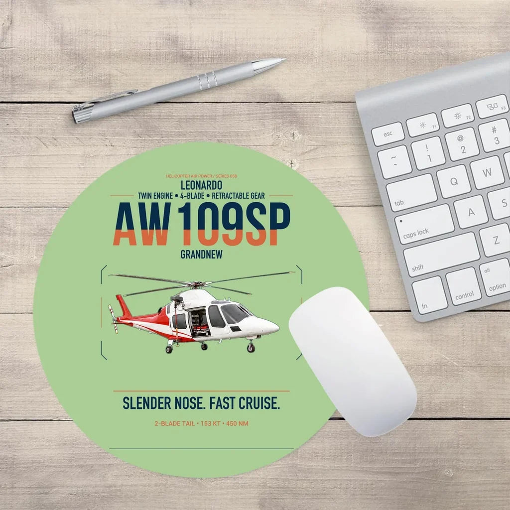 Leonardo AW109SP GrandNew design on light green round mouse pad