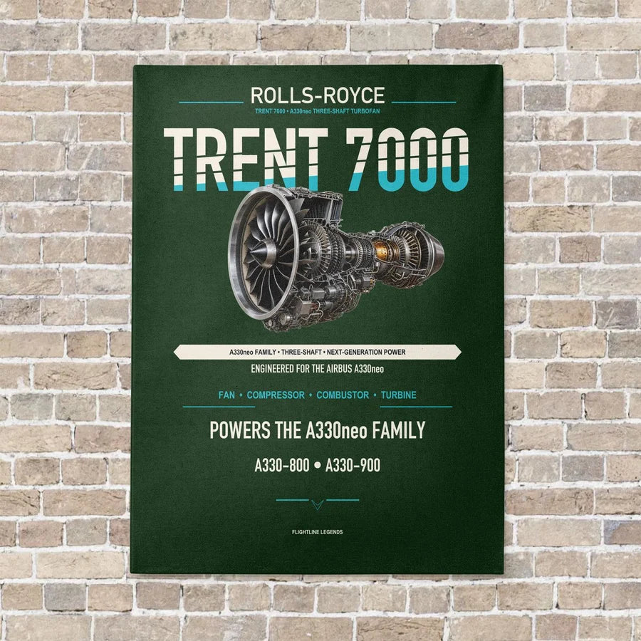 TRENT 7000 vertical canvas print - no frame - dark green background