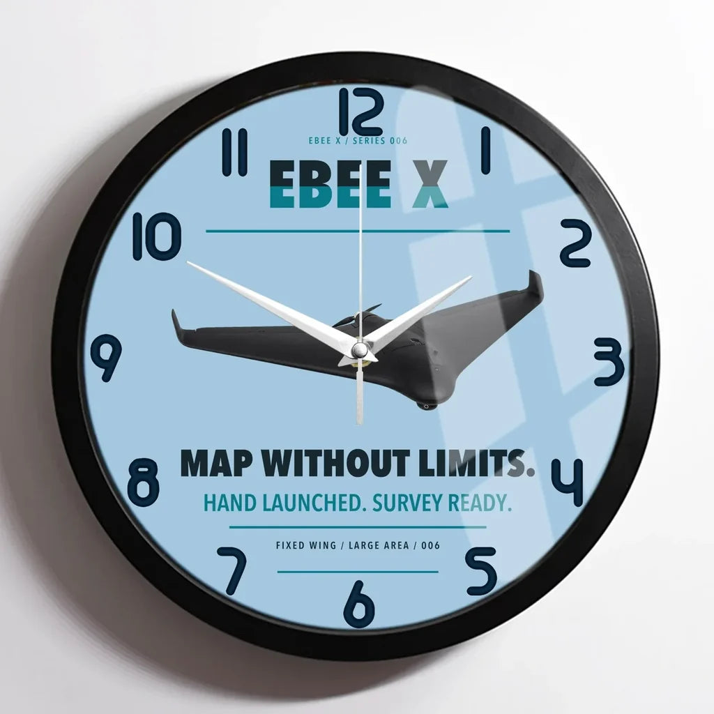 AgEagle eBee X design on light blue framed wall clock