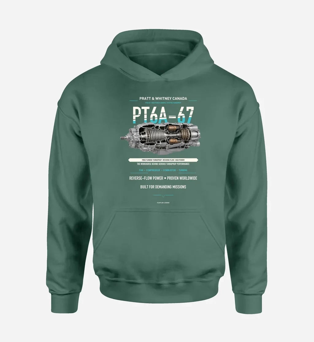 PT6A-67 design on green hoodie single side